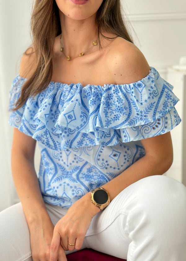 Blusa Bordada Azul