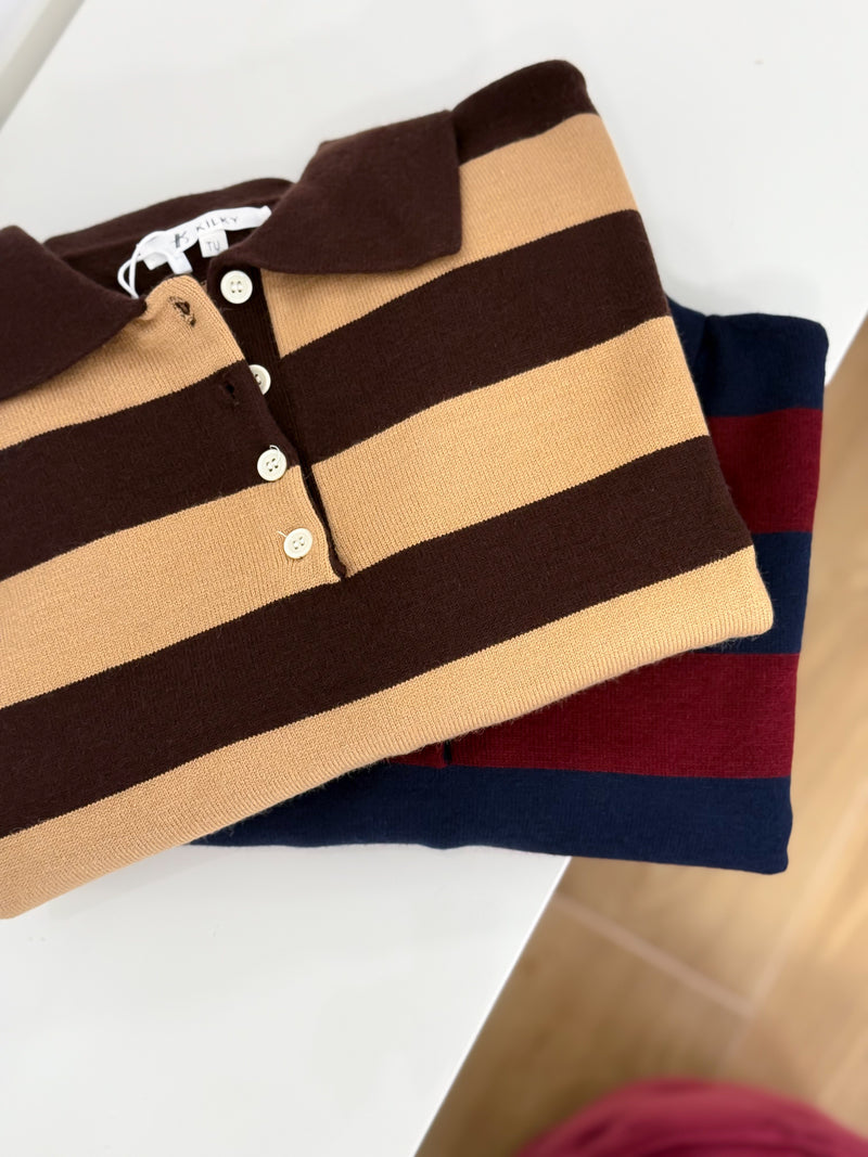 Camisola Riscas Choco/Caramelo