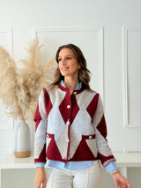 Cardigan Geométrico Bordeaux
