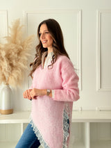 Malha Assimétrica c/ Renda Rosa