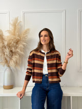 Casaco Malha Choco/laranja