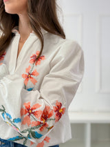 Blusa Branca Bordada Floral