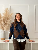 Malha Losangos Azul e Choco