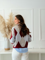 Cardigan Geométrico Bordeaux