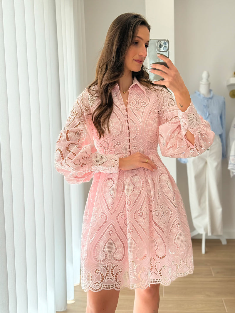 Vestido Bordado Rosa