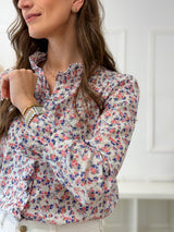 Blusa Floral Azul e Rosa