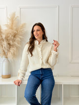 Cardigan Bege Botões Coração