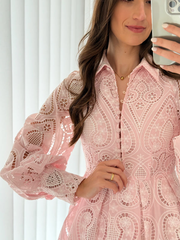 Vestido Bordado Rosa