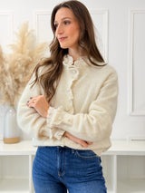 Cardigan Bege Botões Coração