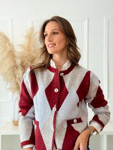 Cardigan Geométrico Bordeaux