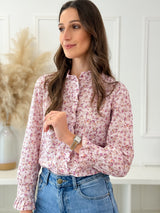 Blusa Floral Rosa e Laranja