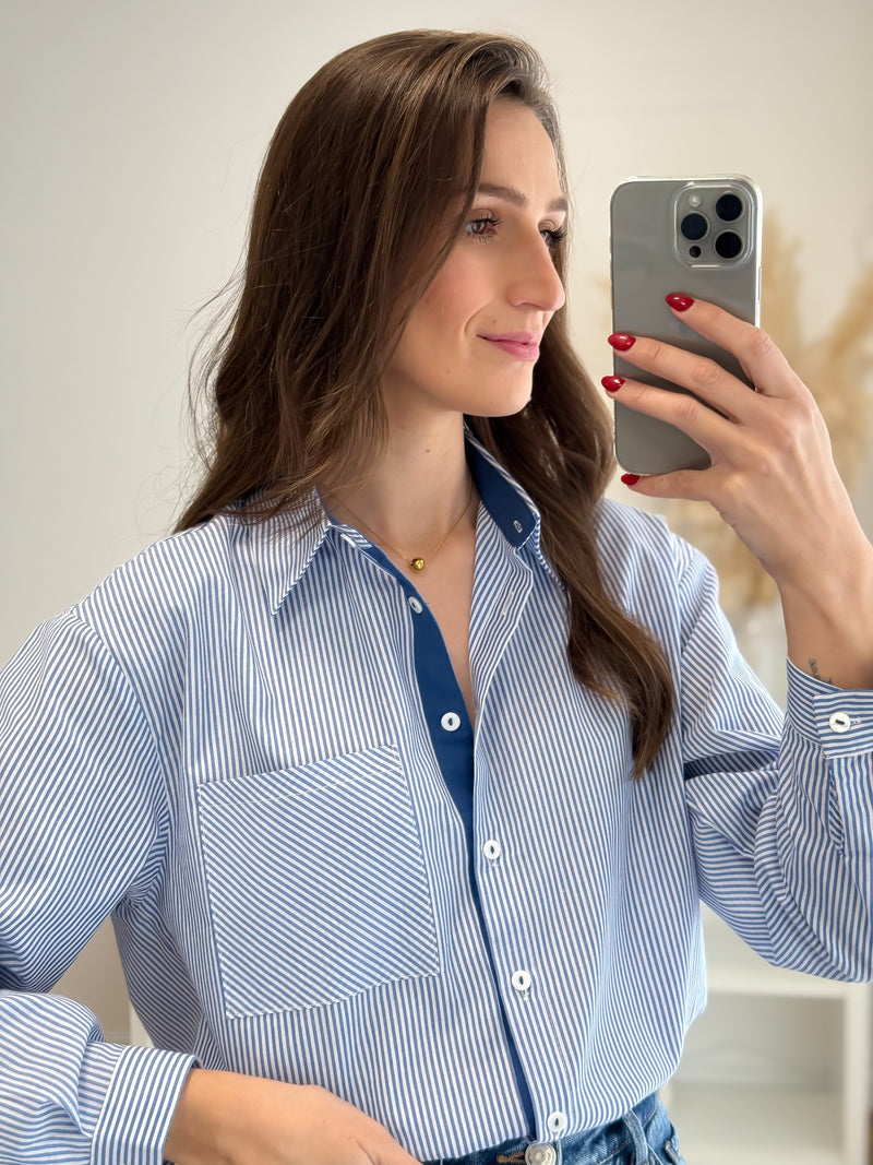 Camisa Riscas Azul