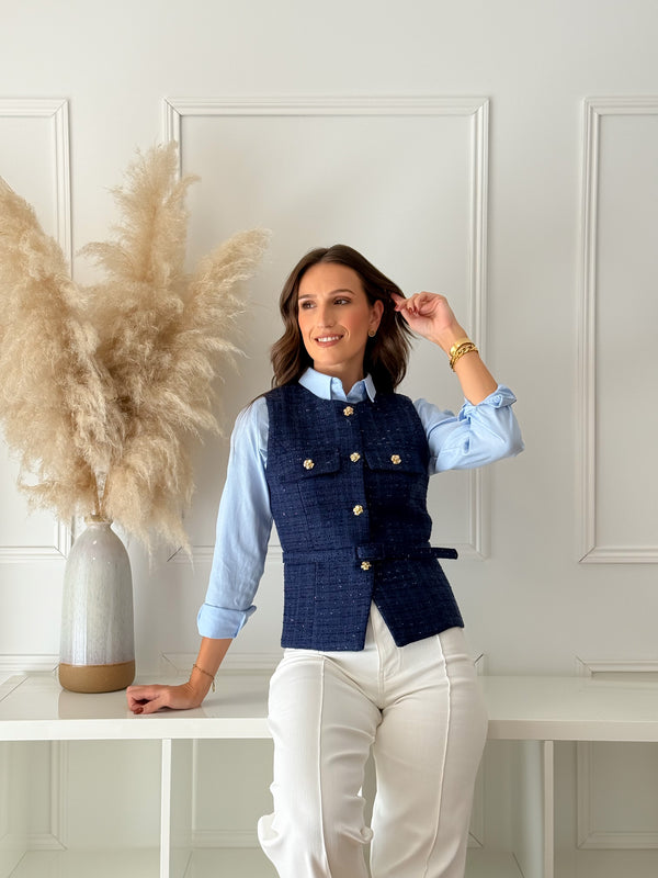 Colete Tweed Azul