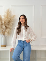 Blusa Floral Romântica com Folhos