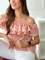 Blusa Bordada Coral