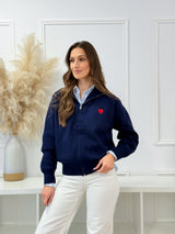 Casaco Malha Azul Coração