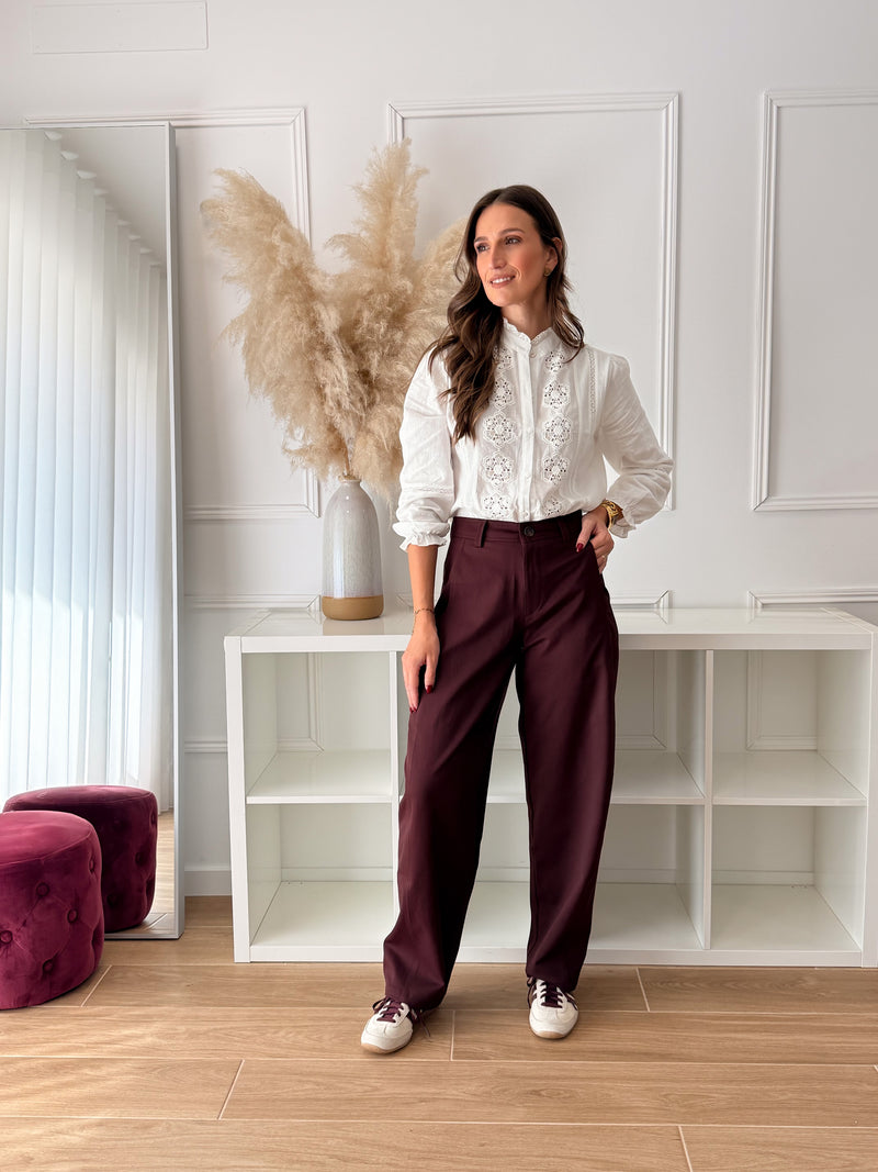 Calças Balloon Bordeaux