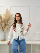 Blusa Branca Bordada com Renda