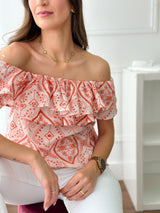 Blusa Bordada Coral
