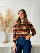 Casaco Malha Choco/laranja