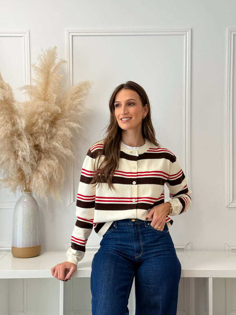 Casaco Malha Cru/Choco