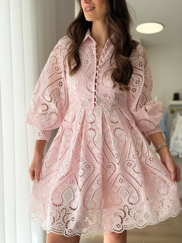 Vestido Bordado Rosa