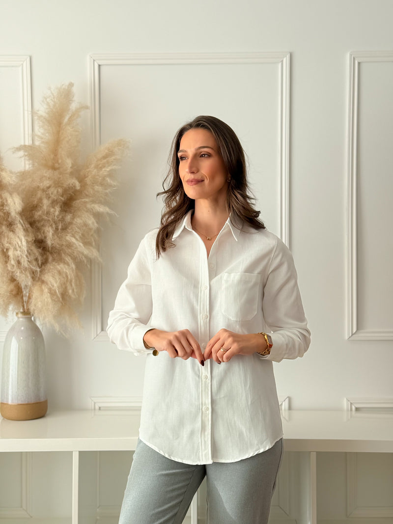 Camisa Básica Branca Comprida