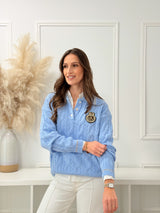 Malha Polo Trançada Azul