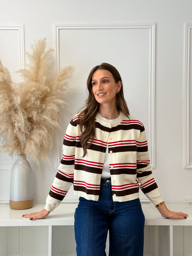 Casaco Malha Cru/Choco