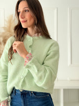 Cardigan Menta Botões Coração