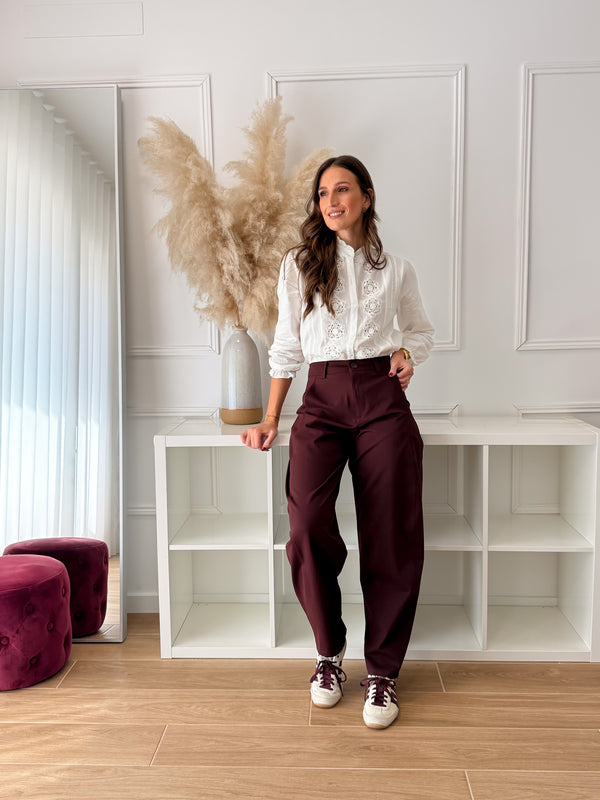 Calças Balloon Bordeaux