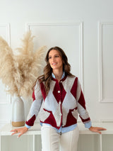 Cardigan Geométrico Bordeaux