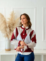 Cardigan Geométrico Bordeaux