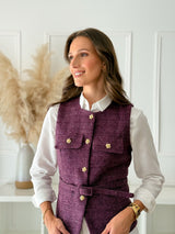 Colete Tweed Ameixa