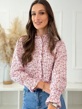 Blusa Floral Rosa e Laranja