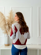 Cardigan Geométrico Bordeaux