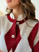Cardigan Geométrico Bordeaux