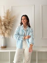 Cardigan Azul Botões Coração