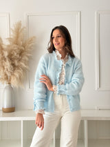 Cardigan Azul Botões Coração