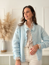 Cardigan Azul Botões Coração