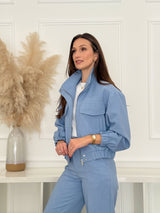 Casaco Elegante Soft Blue