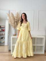 Vestido Bordado Amarelo