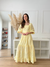 Vestido Bordado Amarelo