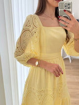 Vestido Bordado Amarelo