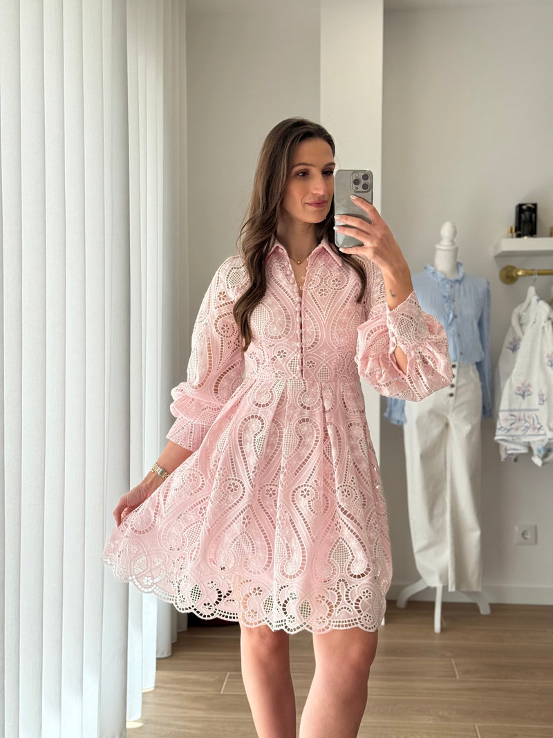 Vestido Bordado Rosa