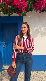 Cardigan Riscas Rosa