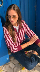 Cardigan Riscas Rosa