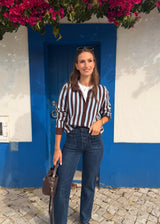 Cardigan Riscas Azul
