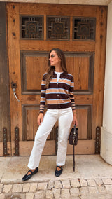 Cardigan Castanho Riscas