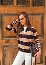 Cardigan Castanho Riscas